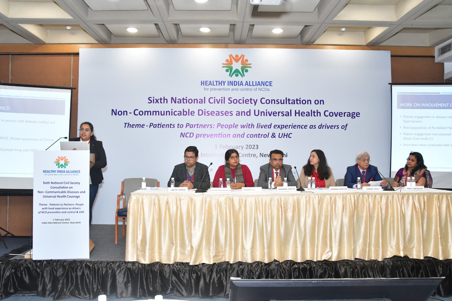 Udita Singh on the panel at the Sixth National Civil Society Consultation on NCDs and Universal Health Coverage, New Delhi